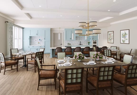 Interior dining room set for a meal