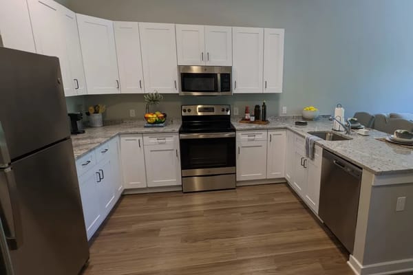 Bright kitchen interior with modern appliances