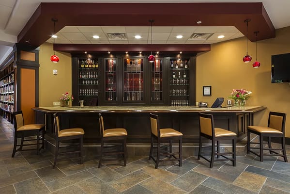 Interior view of a bar area with seating