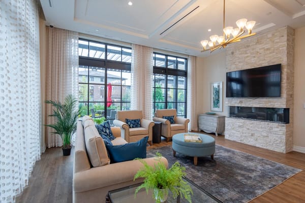 Bright common area with comfortable seating