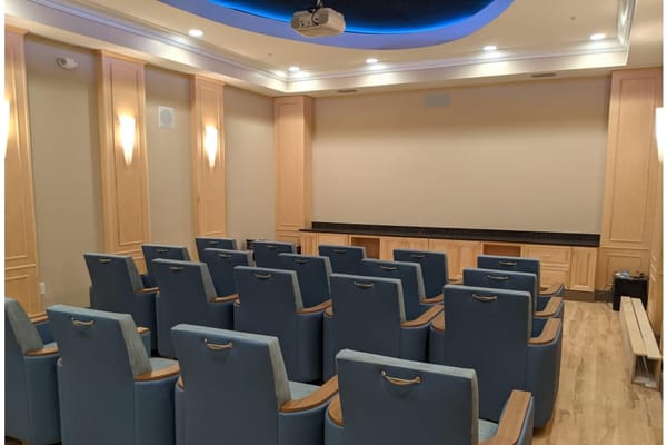 Interior view of a cozy activity room with seating