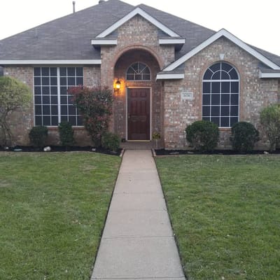 Facade of a residential building with a walkway