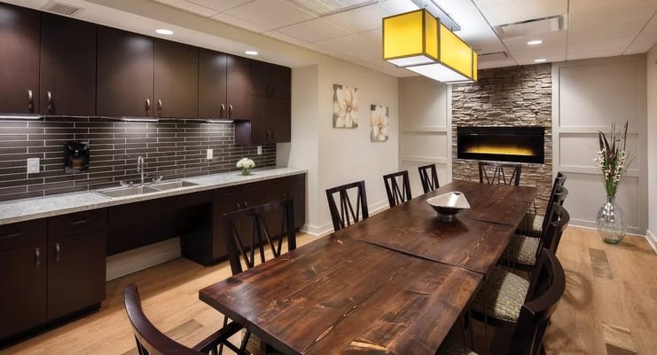 Modern dining area in a senior care facility