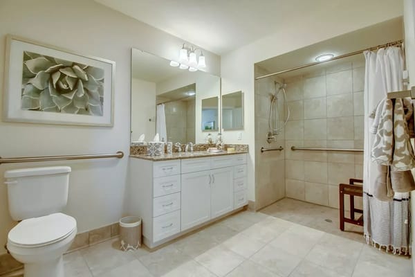 Bright and modern bathroom with safety features