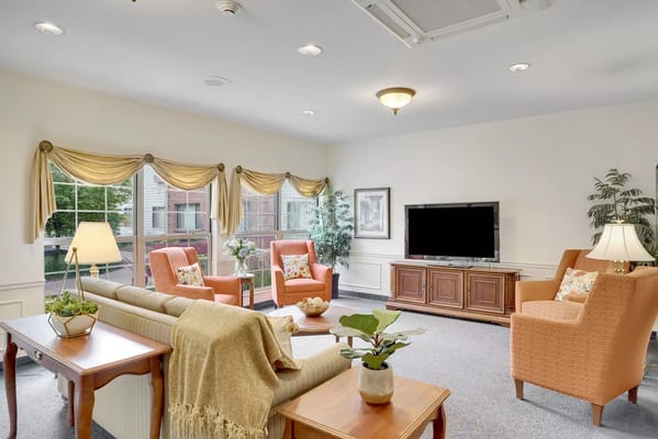 Bright common area with comfortable seating