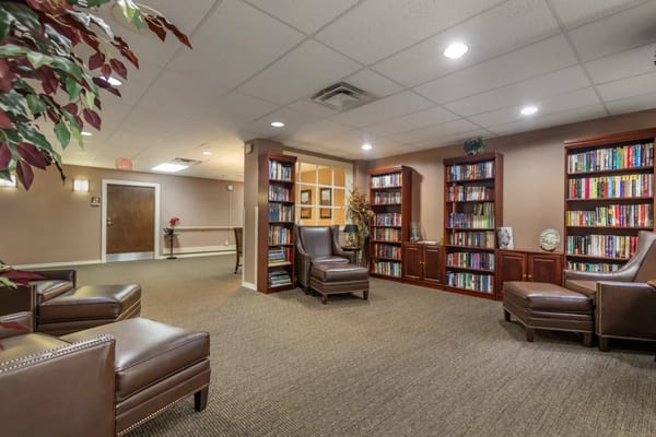 Cozy interior library area with comfortable seating
