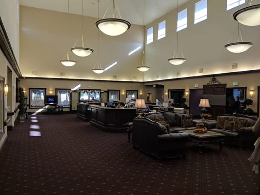 Bright and spacious lobby area with seating