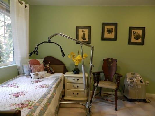 Cozy resident room with a bed and decorations