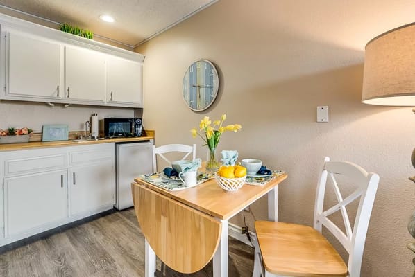 Cozy dining area in a resident room