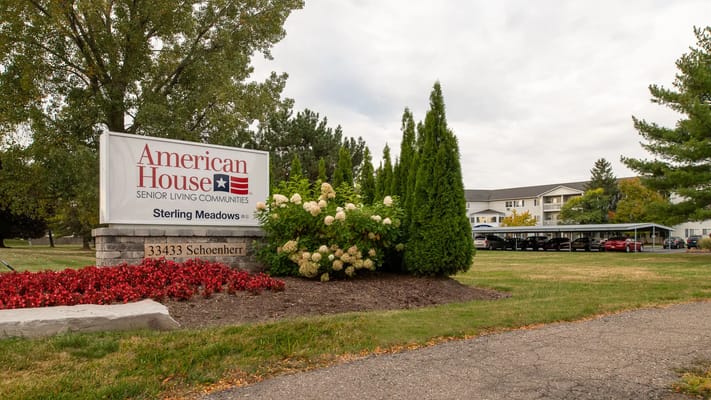 Signage of American House Sterling Meadows outside
