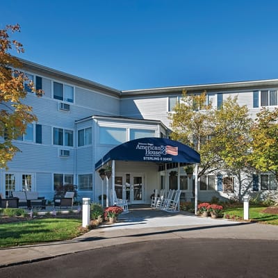 Exterior view of American House Sterling Meadows building entrance