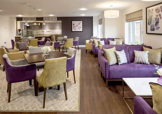 Bright and inviting common area with seating