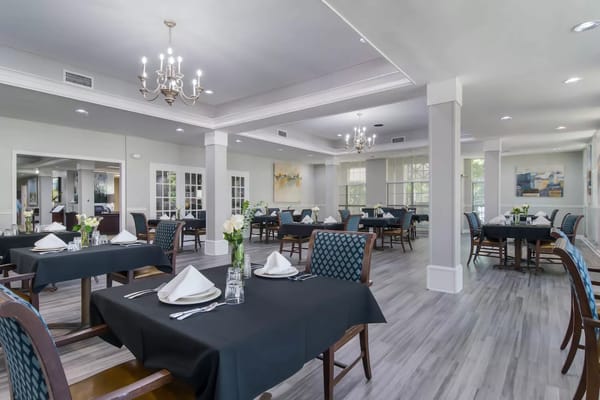 Dining room with elegant table settings