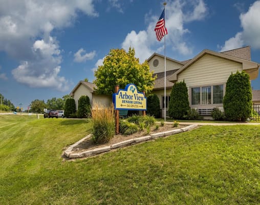 Exterior view of Arbor View Senior Living facility