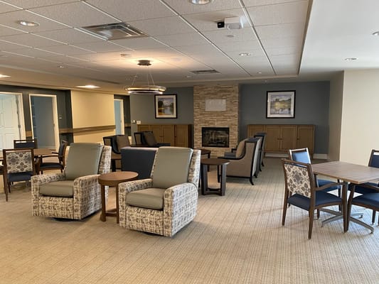 Cozy common area with seating and tables