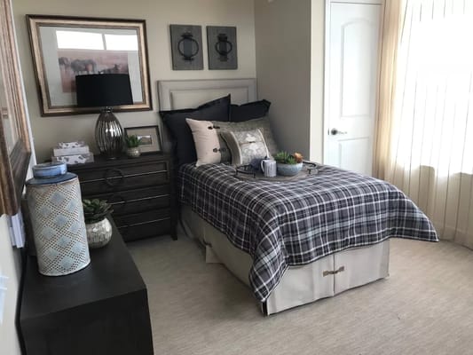 Cozy resident bedroom with decor and furnishings