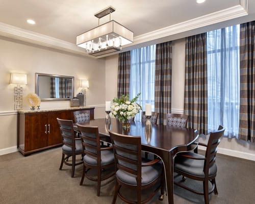 Interior dining area with elegant decor and seating