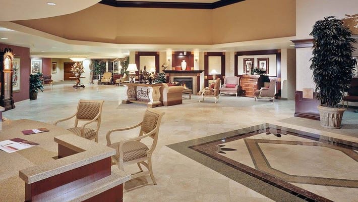 Spacious common area with comfortable seating and decor