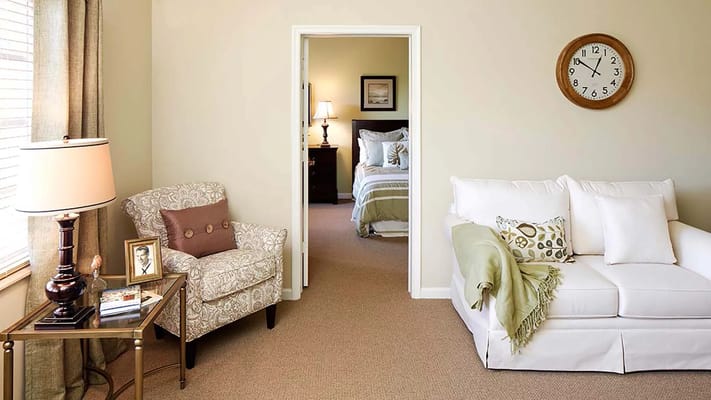 Cozy resident living room with a sofa and chair