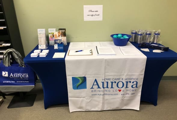 Information table at an assisted living event