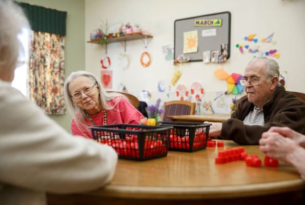 Residents engaging in an activity in a common area