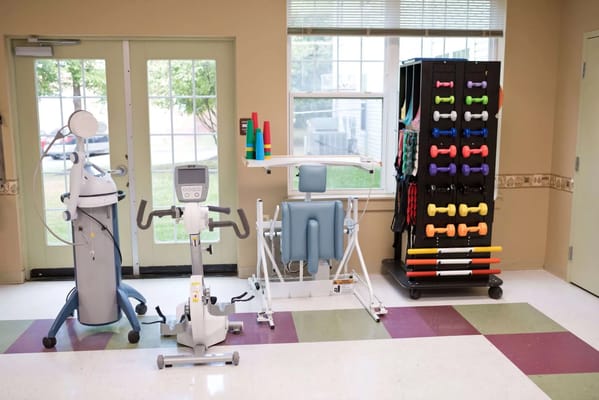 Fitness equipment in an activity room