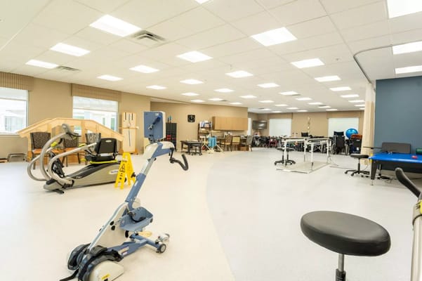 Interior view of a therapy room with equipment