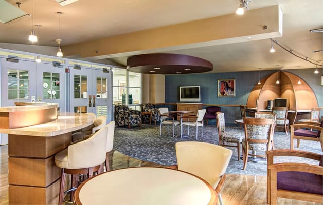 Interior common area with seating and tables