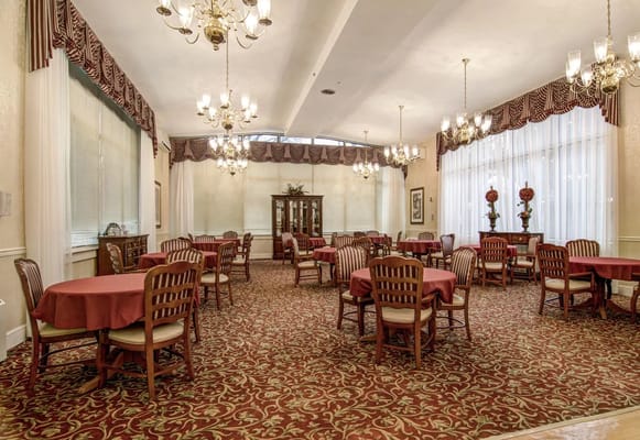 Dining room with elegant decor and tables