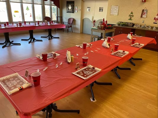 Dining room prepared for a community event