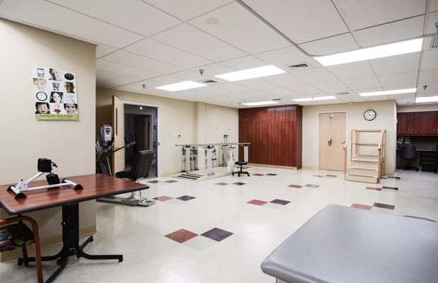 Interior view of a therapy room with equipment