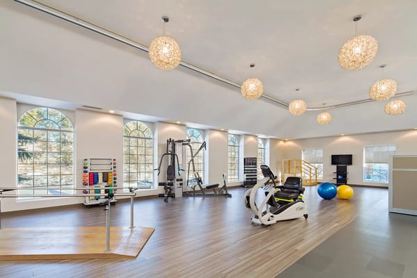 Interior view of a fitness and wellness area with equipment