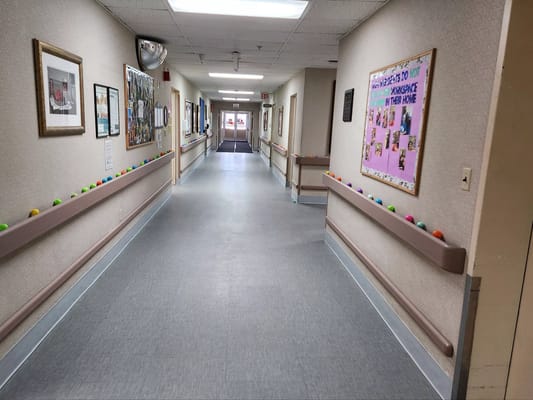 Bright corridor decorated for residents