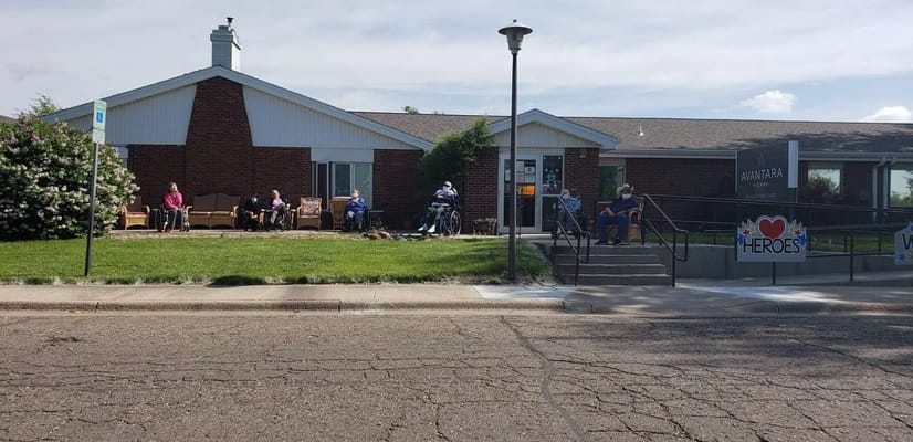 Residents enjoying the outdoor space of the facility