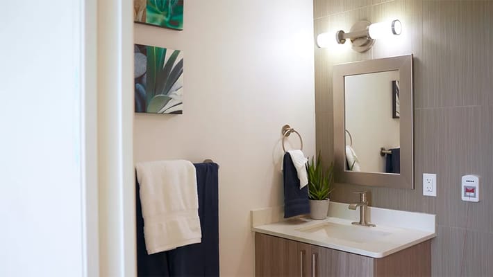 Bright and modern bathroom with decorative elements
