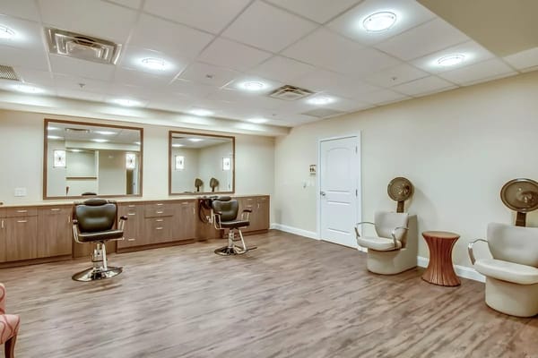 Interior of a salon area with styling chairs