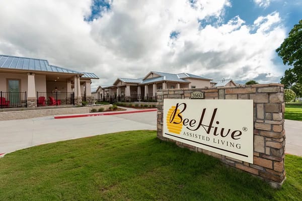 Bee Hive Assisted Living sign at the entrance