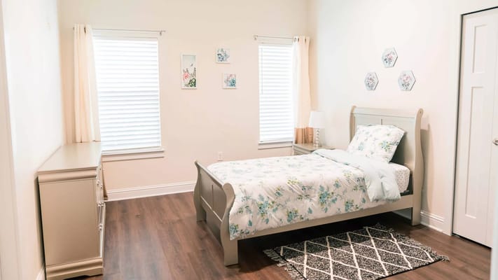 Cozy bedroom in an assisted living facility