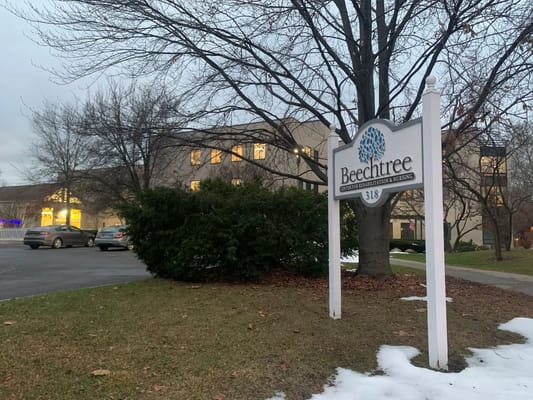Exterior view of the Beechtree Center sign and building