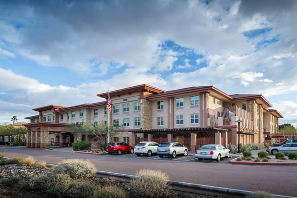 Exterior view of Belmont Village Senior Living in Scottsdale