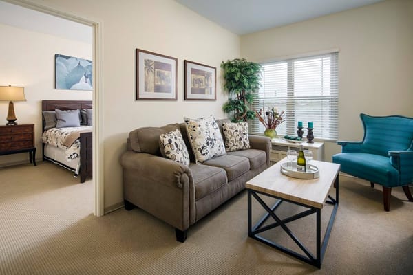 Cozy interior living space in a senior living facility