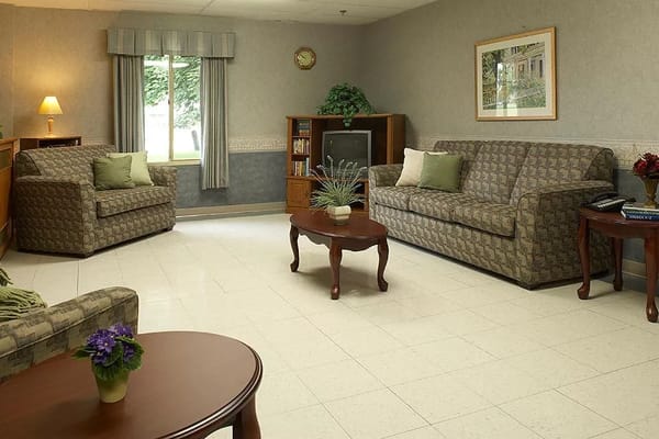 Cozy common area with seating and plants