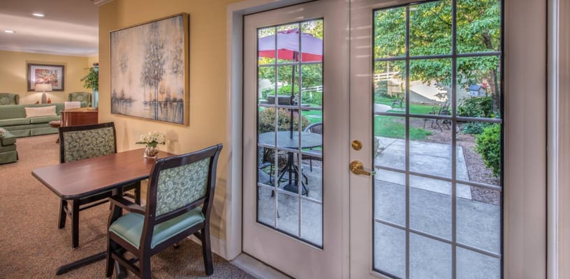 Entrance to a common area with outdoor view