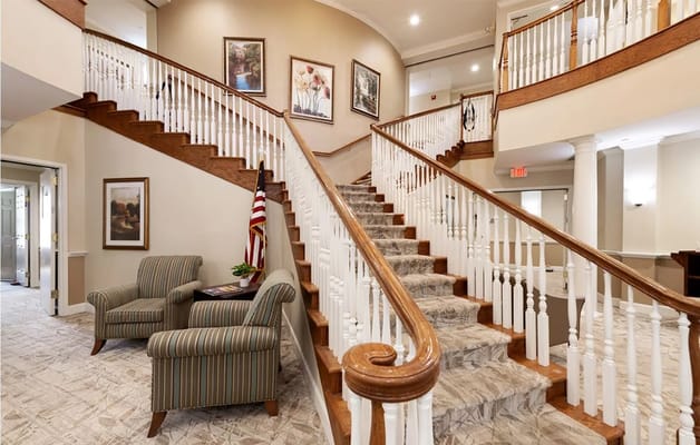 Interior stairwell of Bloom at Kessler with seating
