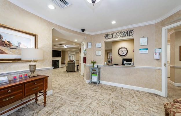 Welcoming lobby area with reception desk