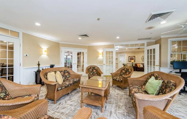 Common area with comfortable seating for residents
