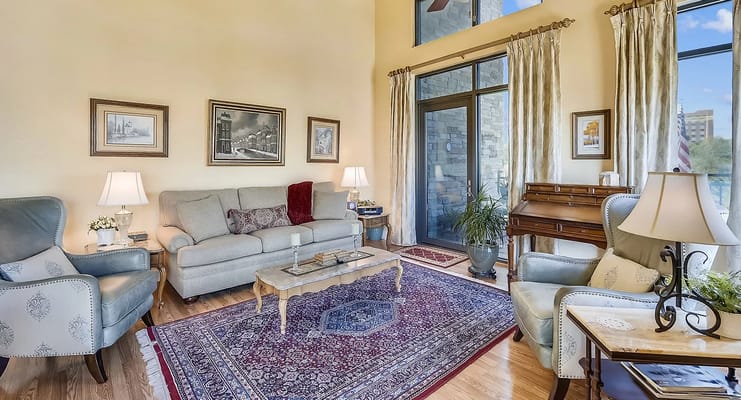 Cozy common area with seating and natural light