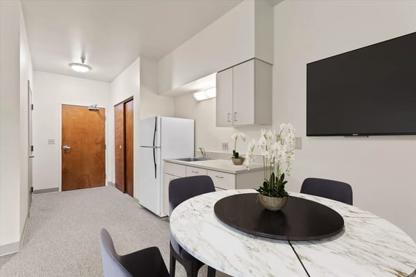 Bright and modern assisted living kitchen area
