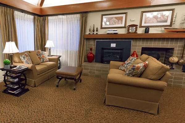 Cozy lounge with comfortable seating and decor