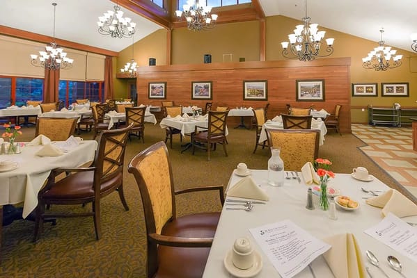 Dining room set up for a meal service